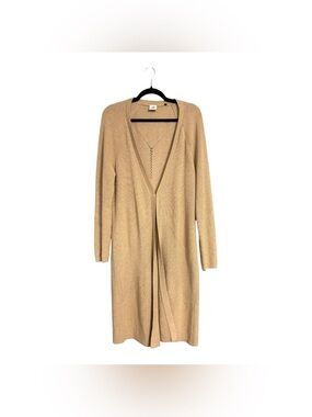 Cabi Long Open Front Knit Duster Cardigan Sweater Beige Size Large